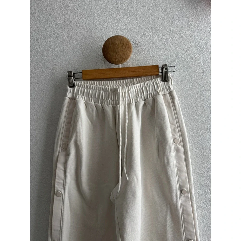 Alo Yoga White Wide Leg Snap Side Sweatpants Fleece Lounge Pants Size Small